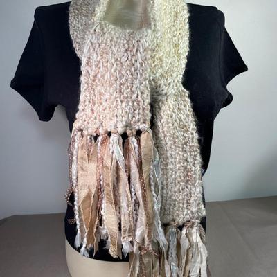 Cream and tan ribbon scarf