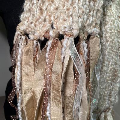 Cream and tan ribbon scarf