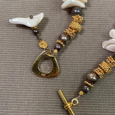 925 Sterling silver gold Vermeil chunky shell necklace