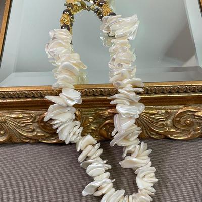 925 Sterling silver gold Vermeil chunky shell necklace