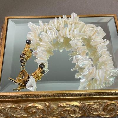 925 Sterling silver gold Vermeil chunky shell necklace