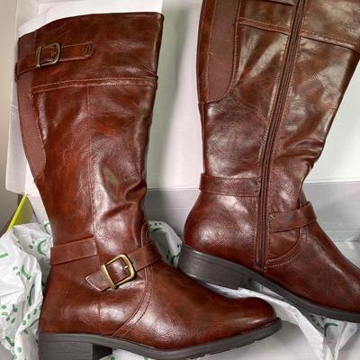 Tall brown boots size 9.5 wide NIB