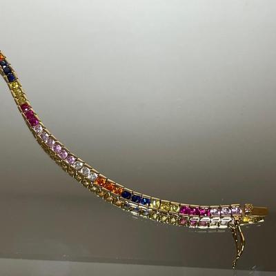 925 Sterling Silver Vermeil Sapphire Bracelet