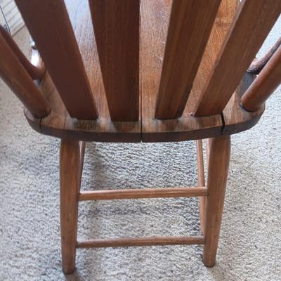 ANTIQUE CHAIR AND SMALL CAST IRON SHOE FORM