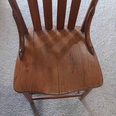 ANTIQUE CHAIR AND SMALL CAST IRON SHOE FORM