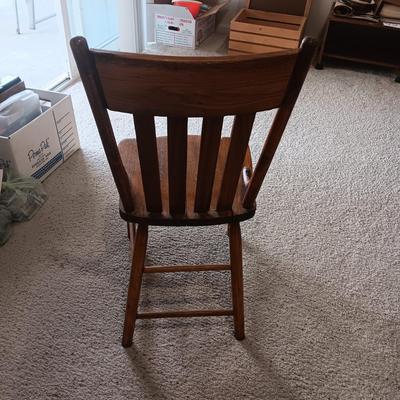 ANTIQUE CHAIR AND SMALL CAST IRON SHOE FORM