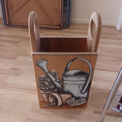 RETRO KITCHEN CHAIR STOOL, PAINTED WOODEN BOX AND A LAUNDRY SIGN