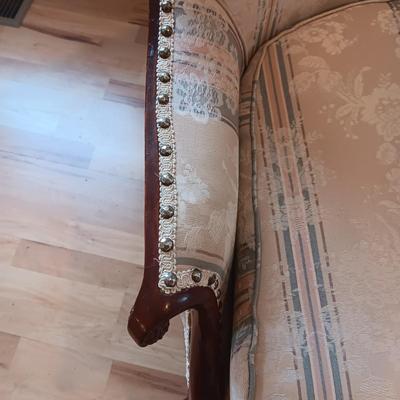 2 ANTIQUE FRENCH HOLLYWOOD CARVED MAHOGANY WINGBACK CHAIRS
