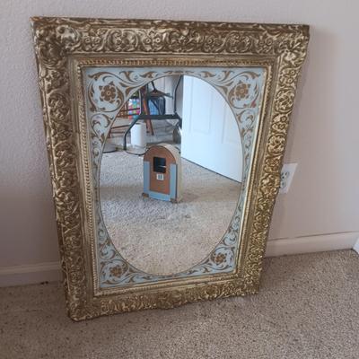 ELGIN CLOCK AND A PLASTIC FRAMED WALL MIRROR