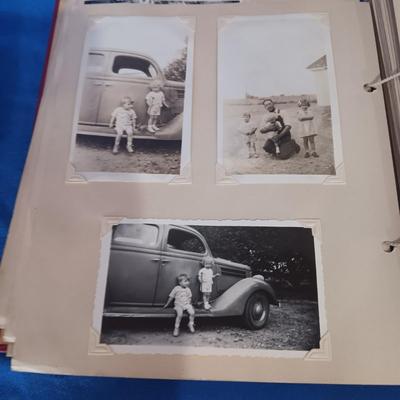 2 OLD GROUP PHOTOS, PHOTO ALBUM FILLED WITH PICTURES AND A SCRAP BOOK WITH A FEW PAGES FILLED