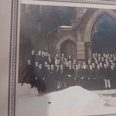 2 OLD GROUP PHOTOS, PHOTO ALBUM FILLED WITH PICTURES AND A SCRAP BOOK WITH A FEW PAGES FILLED