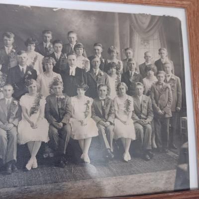 2 OLD GROUP PHOTOS, PHOTO ALBUM FILLED WITH PICTURES AND A SCRAP BOOK WITH A FEW PAGES FILLED