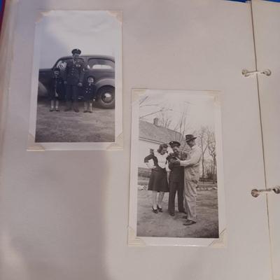 2 OLD GROUP PHOTOS, PHOTO ALBUM FILLED WITH PICTURES AND A SCRAP BOOK WITH A FEW PAGES FILLED