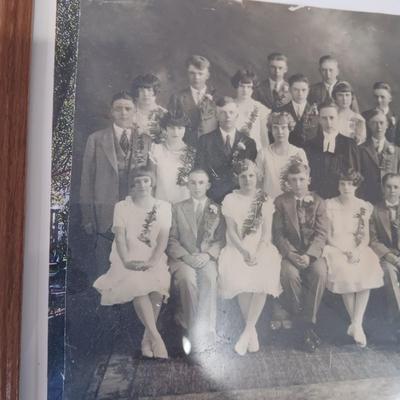 2 OLD GROUP PHOTOS, PHOTO ALBUM FILLED WITH PICTURES AND A SCRAP BOOK WITH A FEW PAGES FILLED