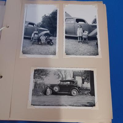 2 OLD GROUP PHOTOS, PHOTO ALBUM FILLED WITH PICTURES AND A SCRAP BOOK WITH A FEW PAGES FILLED