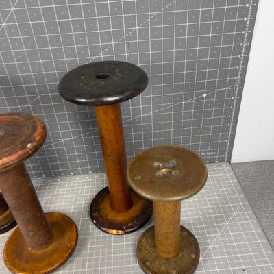 (4) Large ANTIQUE SPOOLS