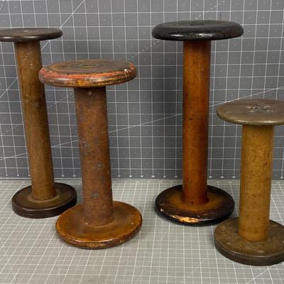 (4) Large ANTIQUE SPOOLS