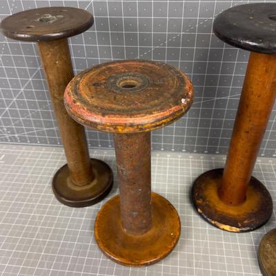 (4) Large ANTIQUE SPOOLS