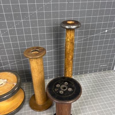 (5) Smaller Antique SPOOLS 