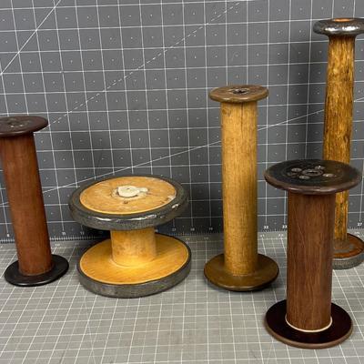 (5) Smaller Antique SPOOLS 