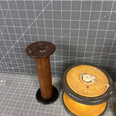 (5) Smaller Antique SPOOLS 