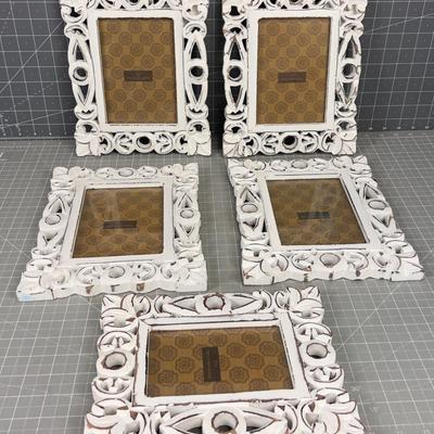 5 White NEW Frames, Shabby Chic