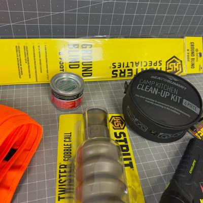 Misc. Out Door GEAR: Flash light, Turkey Call, Ground Cloth