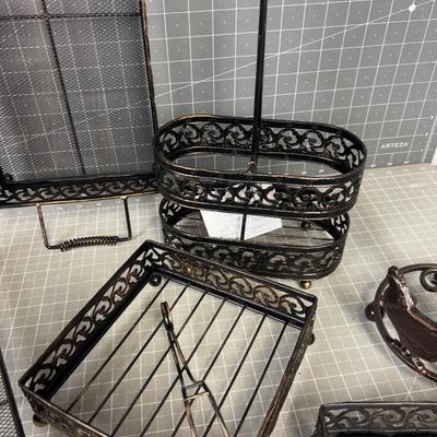 Metal Napkin Holders and Serving Basket