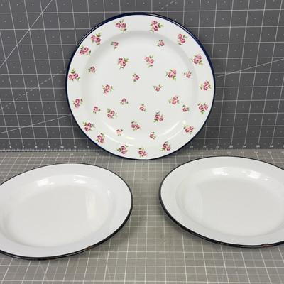 (3) Enamel Plates 