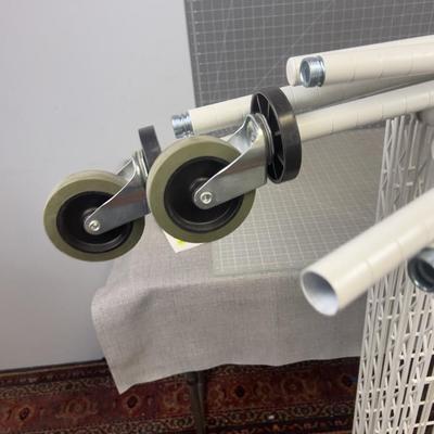 WHITE Bakers Rack with Wheels