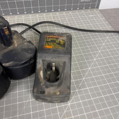 Battery, Charger and Cordless Drill 