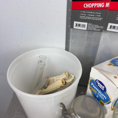 Large Lot of Kitchen Stuff including Blue Cow Creamer 