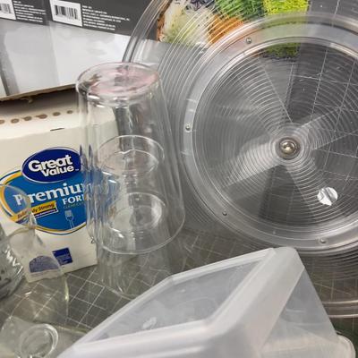 Large Lot of Kitchen Stuff including Blue Cow Creamer 