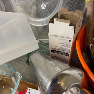 Large Lot of Kitchen Stuff including Blue Cow Creamer 