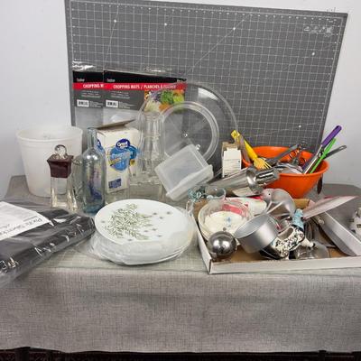 Large Lot of Kitchen Stuff including Blue Cow Creamer 
