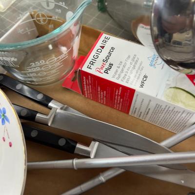 Large Lot of Kitchen Stuff including Blue Cow Creamer 