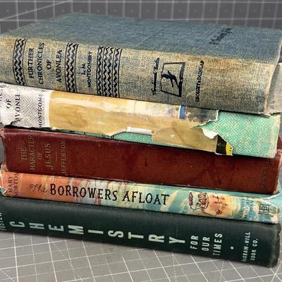5 Vintage Hard Back Books 