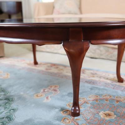 Wood and Beveled Glass Coffee Table