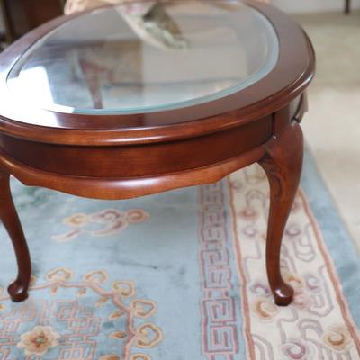 Wood and Beveled Glass Coffee Table