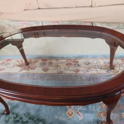 Wood and Beveled Glass Coffee Table