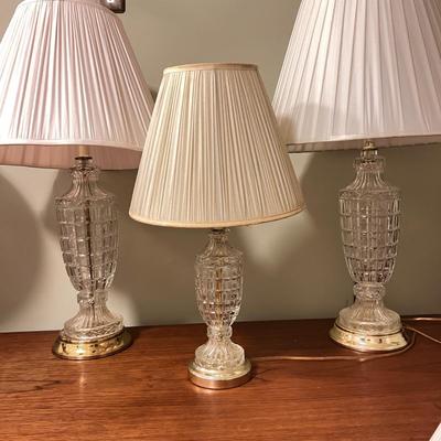 3 Matching Cut Glass Table Lamps