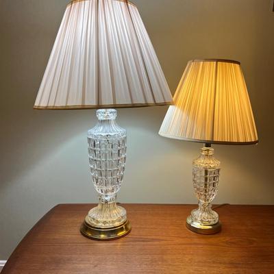 3 Matching Cut Glass Table Lamps