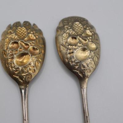 Sheffield England EPNS Berry Salad Servers Silver Plate Spoon and Spork