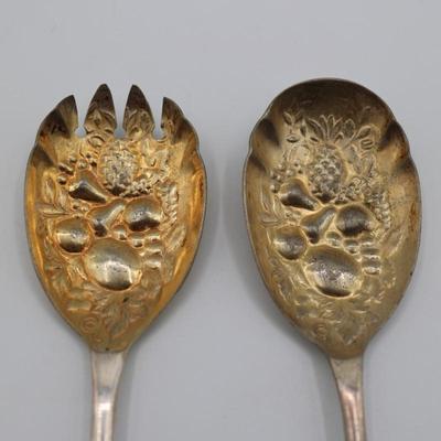 Sheffield England EPNS Berry Salad Servers Silver Plate Spoon and Spork