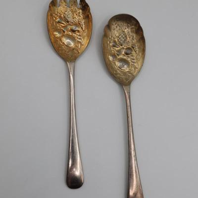 Sheffield England EPNS Berry Salad Servers Silver Plate Spoon and Spork