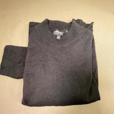 Icelandic black mock neck sweater XL Merino wool