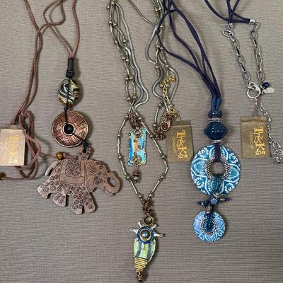 3 long Treska necklaces New