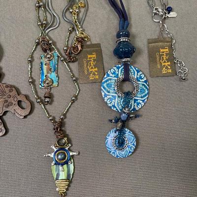 3 long Treska necklaces New