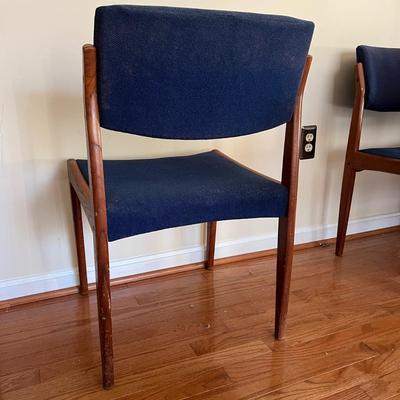 Set of 6 MCM Vintage Teak Upholstered Chairs