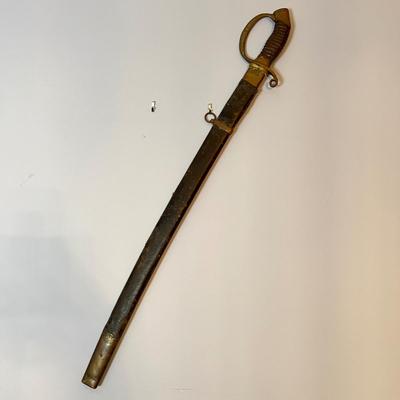 Antique C. 1908 Bayonet w. Leather Brass Sheath